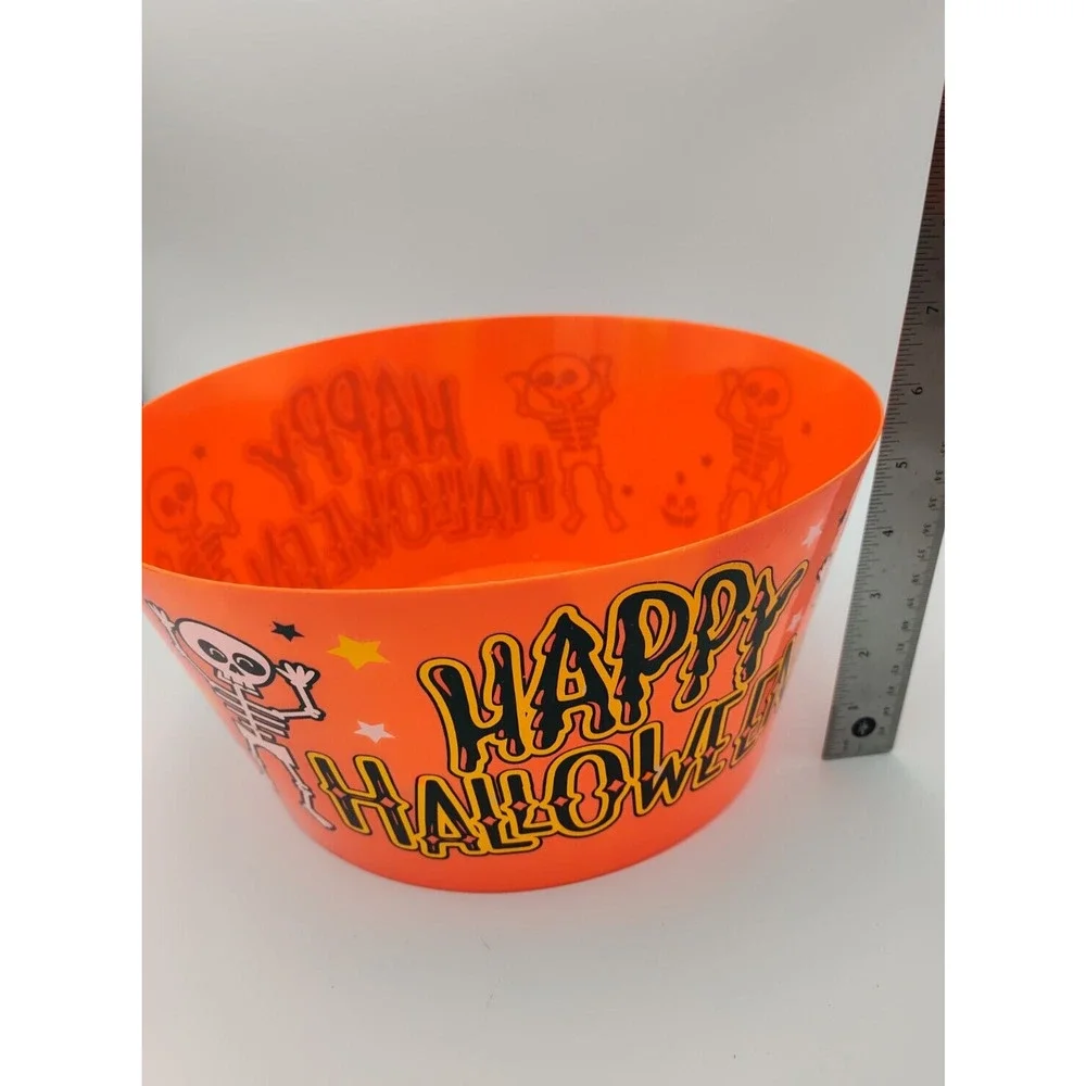 Happy Halloween Trick Or Treat Candy Bowl‎ Skeleton Pumpkin plastic